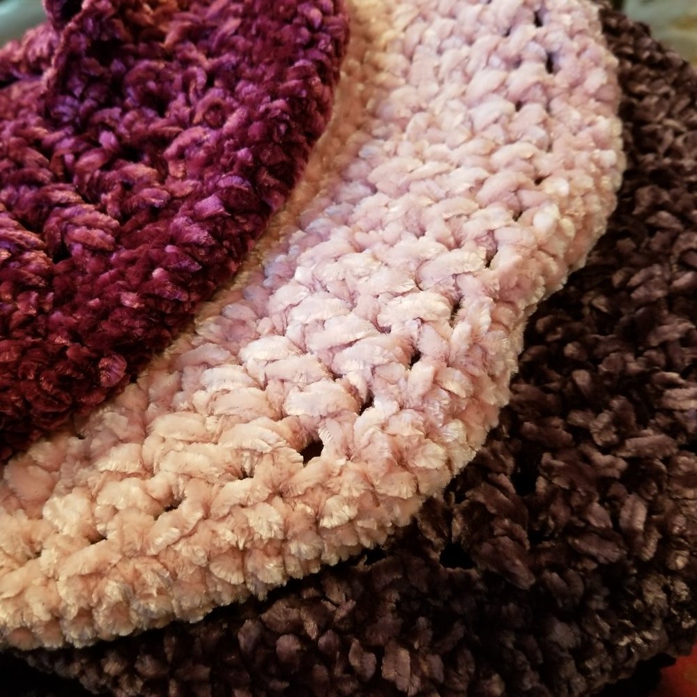 Handmade Crochet Velvet Raspberry Burgundy Beret French Chic OS